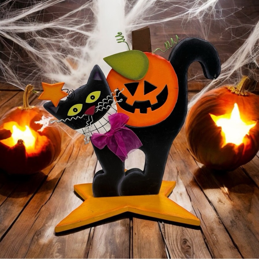 Halloween Cat Decor EUC